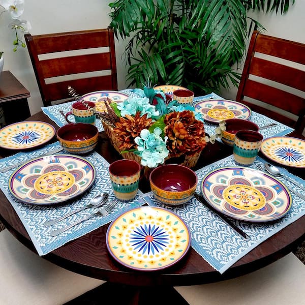 Puesta De Sol 16-Piece Patterned Multicolor Earthenware Dinnerware Set (Service for 4)