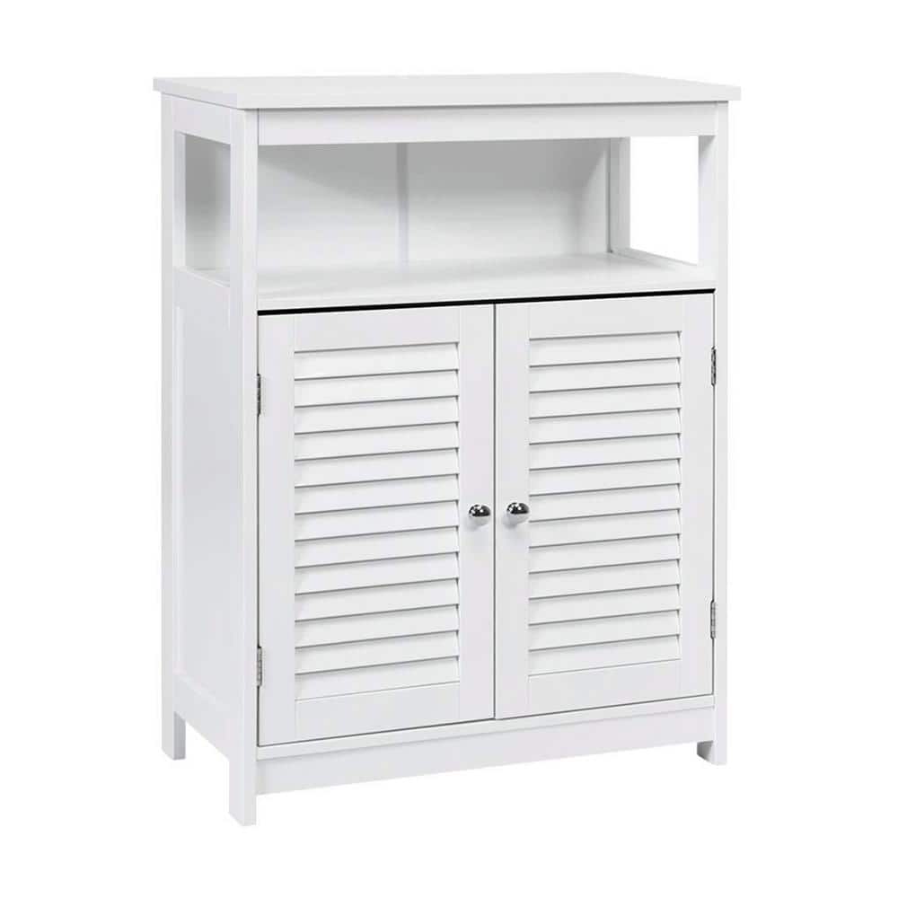 23.5 in. W x 12 in. D x 31.5 in. H White Double Door Bathroom Linen Cabinet Floor Storage Cabinet with Shelves price history on PriceWatchPro