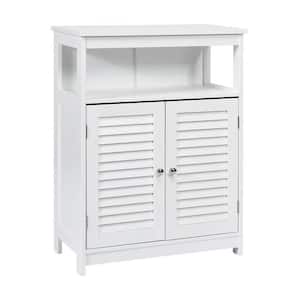 23.5 in. W x 12 in. D x 31.5 in. H White Double Door Bathroom Linen Cabinet Floor Storage Cabinet with Shelves