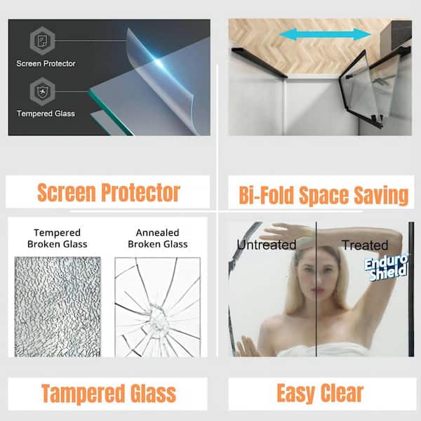 32 to 33-1/4 in. W x 72 in. H Bi-Fold Frameless Shower Doors in Chrome with Clear Glass
