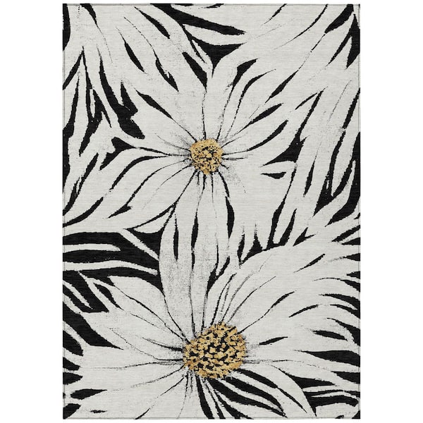 Addison Rugs Chantille Machine Washable Indoor/Outdoor Abstract ACN2263 Black 5 ft. x 7 ft. 6 in. Area Rug
