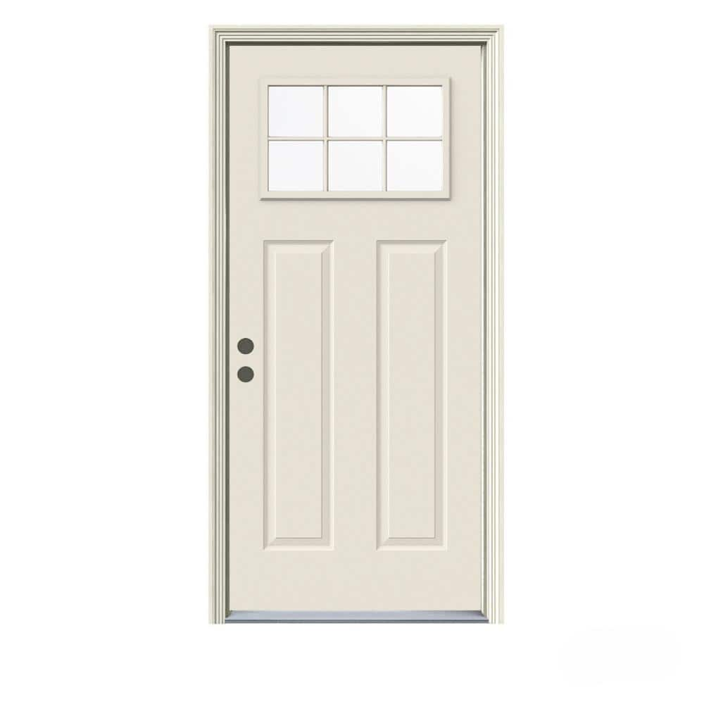 JELD-WEN 32 In. X 80 In. Craftsman Primed Right-Hand Inswing 6-Lite ...