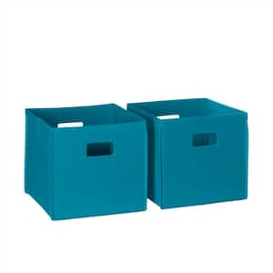 10 in. H x 10.5 in. W x 10.5 in. D Blue Fabric Cube Storage Bin 2-Pack