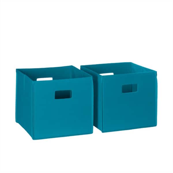RiverRidge Home 10 in. H x 10.5 in. W x 10.5 in. D Blue Fabric Cube Storage Bin 2-Pack