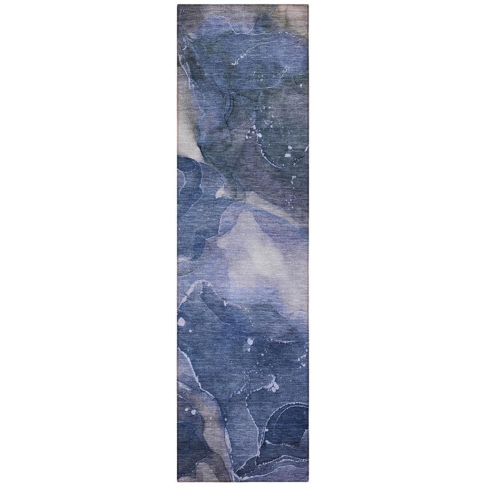 Blue 2 ft. x 8 ft. Woven Abstract Polyester Runner Indoor/Outdoor Area Rug price history on PriceWatchPro