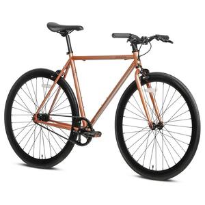 700C 54 in. Single Speed Loop Fixed Gear Urban Commuter Fixie Bike, Copper