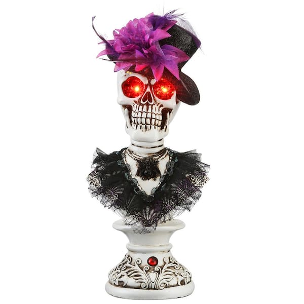 17 Inches National Tree Company Female Skeleton Bust LED Lights Halloween Collection 