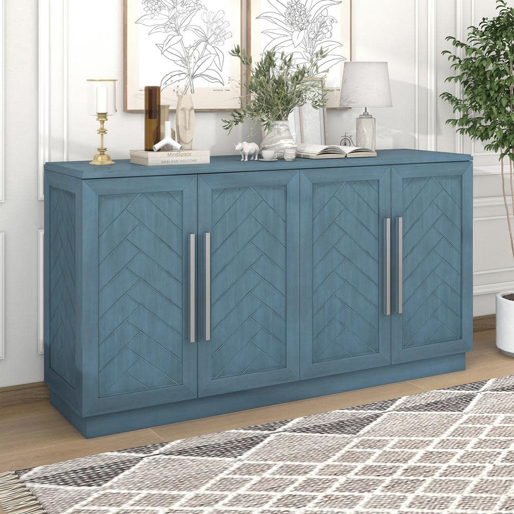 60.10 in. W x 15.80 in. D x 32 in. H MDF Ready to Assemble Floor Kitchen Ca
