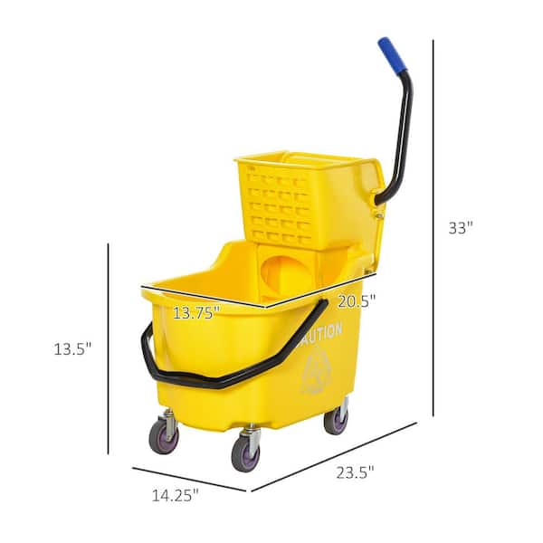 5 Gallon Mini Press Mop Bucket with Wringer Rolling Cart  20 Quart Yellow 