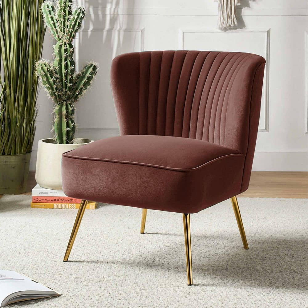 JAYDEN CREATION Monica Modern Burn-brick Velvet Comfy Living Room