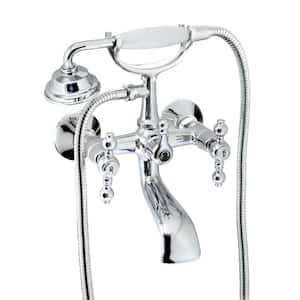 Classic 6 in. 2-Handle 1-Spray Tub and Shower Faucet with Porcelain Hand Held Shower in Polished Chrome (Valve Included)