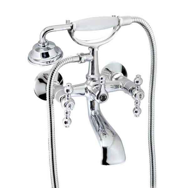MODONA Classic 6 in. 2-Handle 1-Spray Tub and Shower Faucet with Porcelain Hand Held Shower in Polished Chrome (Valve Included)