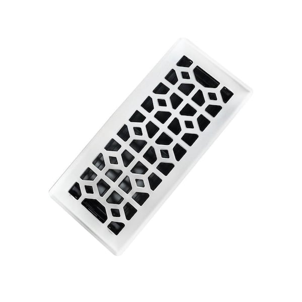 Trademark Tools 3 in. x 10 in. Abstract Steel Floor Register in White