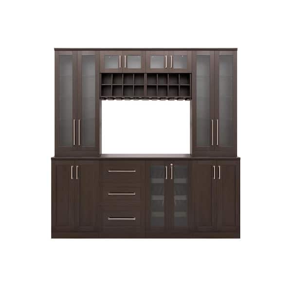 NewAge Products Home Bar 21 in. Espresso Cabinet Set (9-Piece)