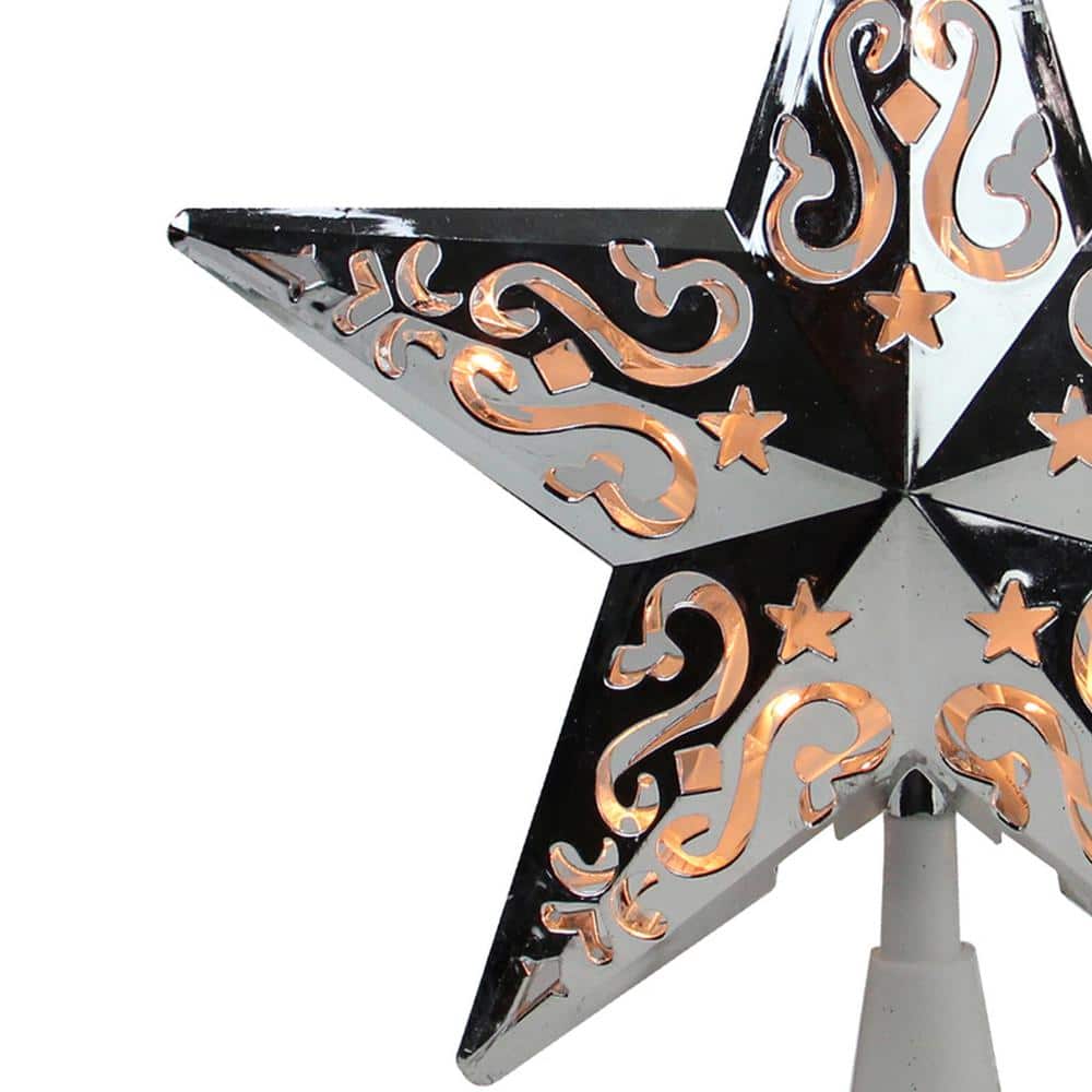 Silver Star Cut-Out Design Lighted Christmas Tree Topper