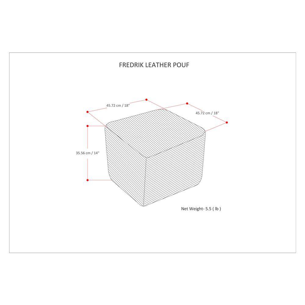 Fredrik Gray Woven Genuine Leather Square Pouf