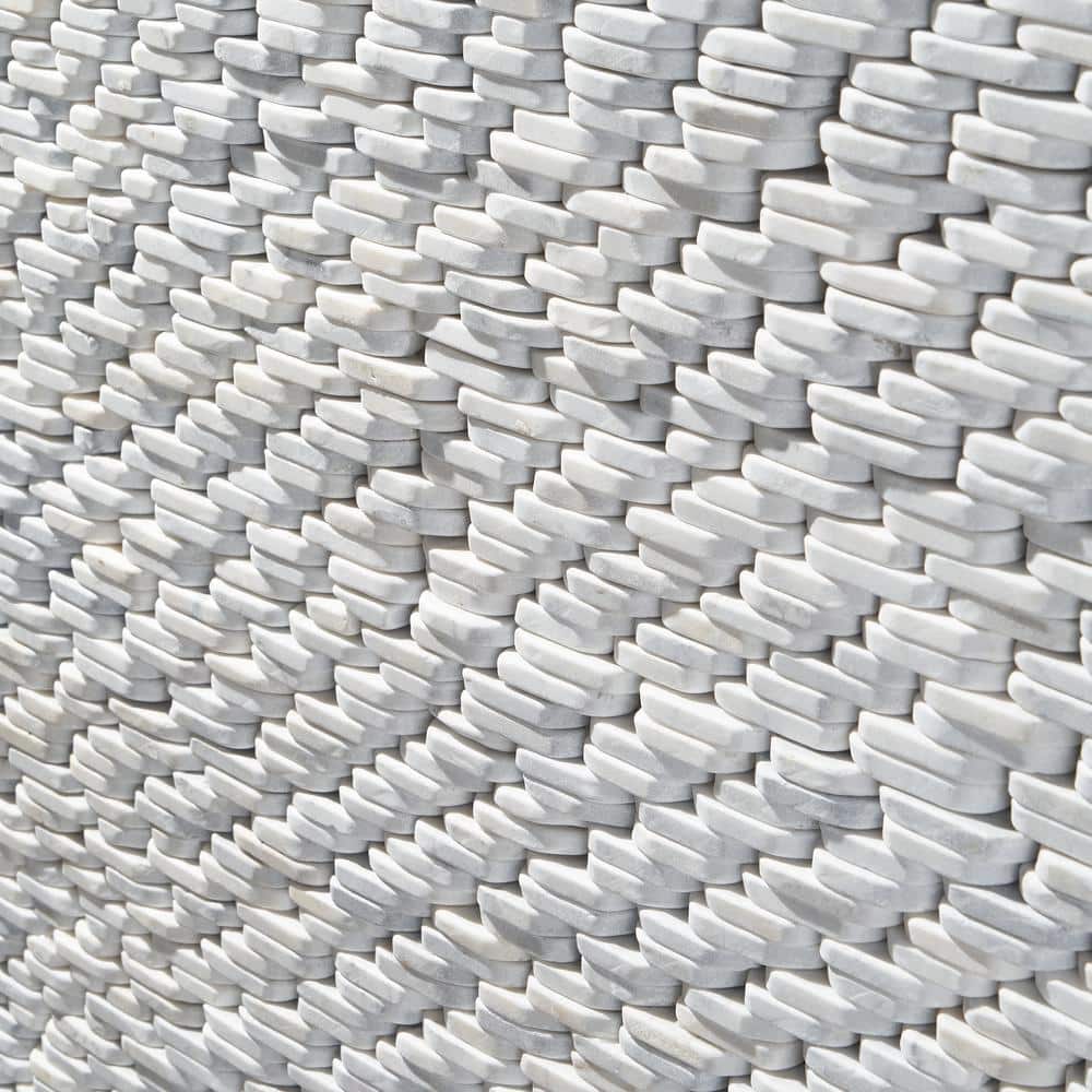 Landscape White Slate Rectangular Mosaic Tile