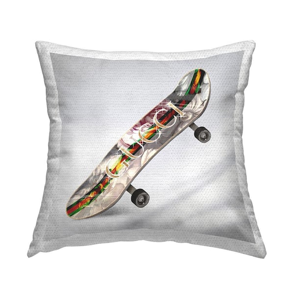 Stupell Industries Trendy Fashion Skateboard Grey Square Outdoor Throw Pillow