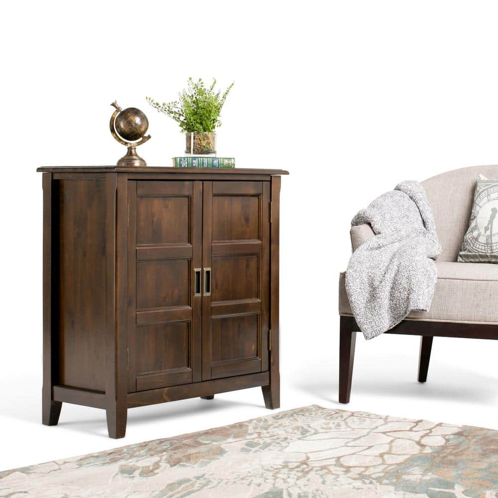 Burlington Transitional Mahogany Brown Low Storage Cabinet with Adjustable Shelving
