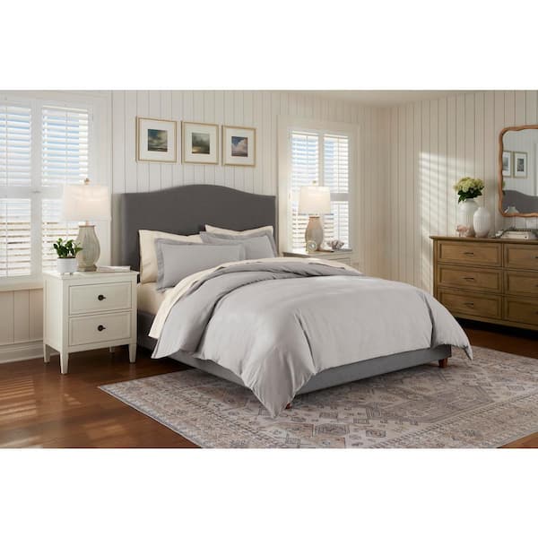 Linen King/Queen Duvet Cover Set - Light gray - Home All