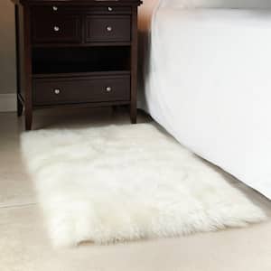 Unshorn Sheepskin Natural Doormat 2 ft. x 4 ft. Animal Shape Area Rug