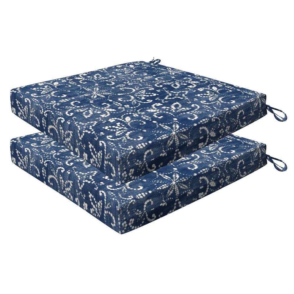 Outdoor 20 in. Square Dining Seat Cushion Boheme Indigo (Set