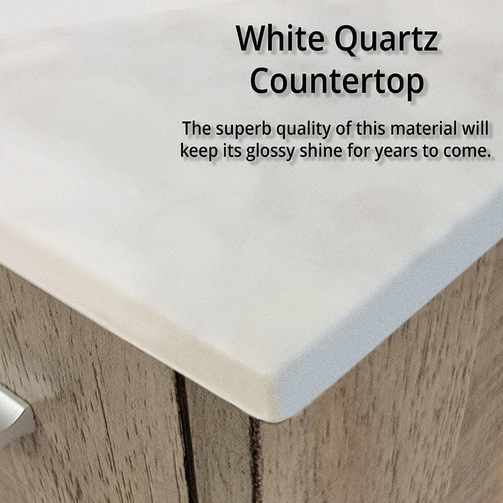 Lancy 48" Rustic Acacia Wood Bathroom Vanity with White Quartz Top
