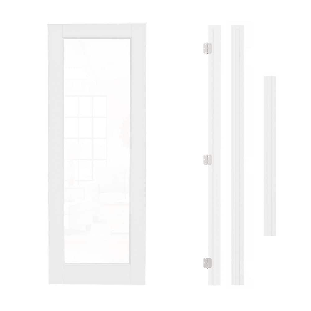 28 in. x 80 in. 1-Lite Clear Glass Left Hand White Solid Core Glass Single Prehung Interior Door+ Quick Assemble Jamb price history on PriceWatchPro