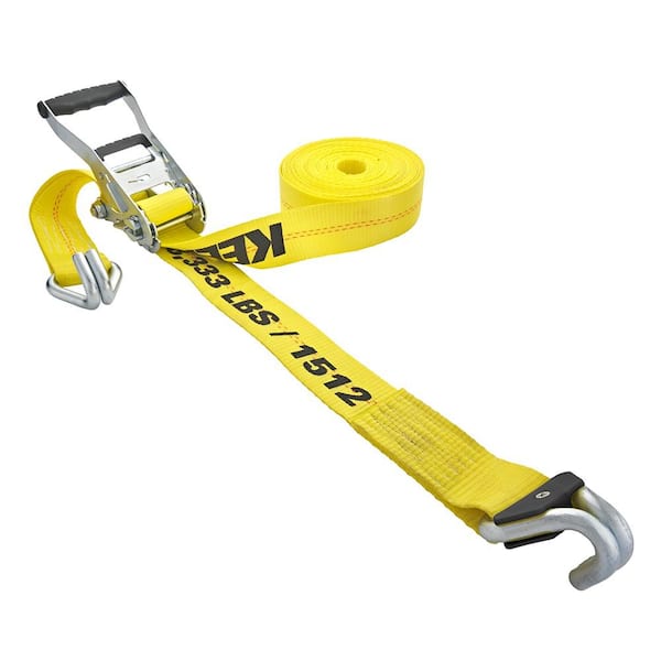 Heavy Duty Ratchet Tie-Down Strap 27 ft. x 2 in. 3,333 lbs. with Magnetic Double J Hook