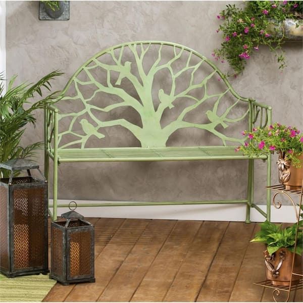 43.5 in. Mint Tree Metal Outdoor Garden Bench