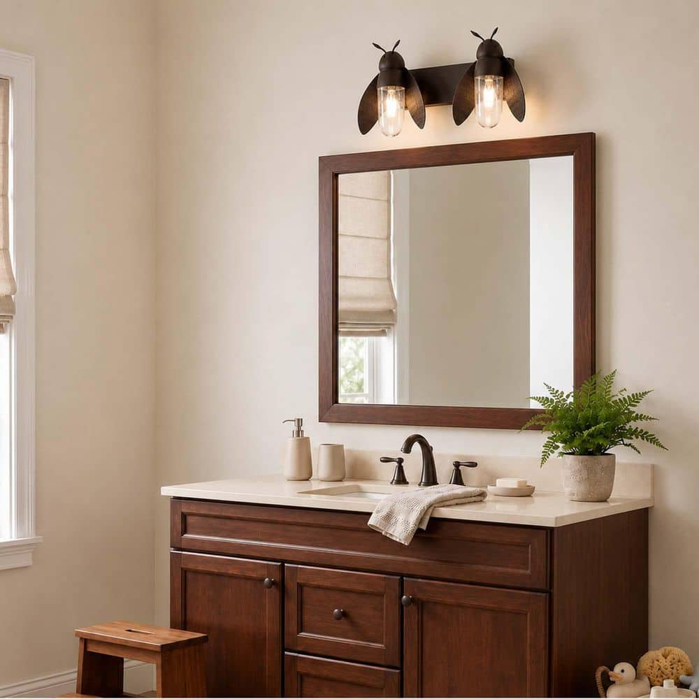 Nightflight 23.25 in. 2 Light Rustic Bronze Vanity Light with Clear Glass Shade price history on PriceWatchPro