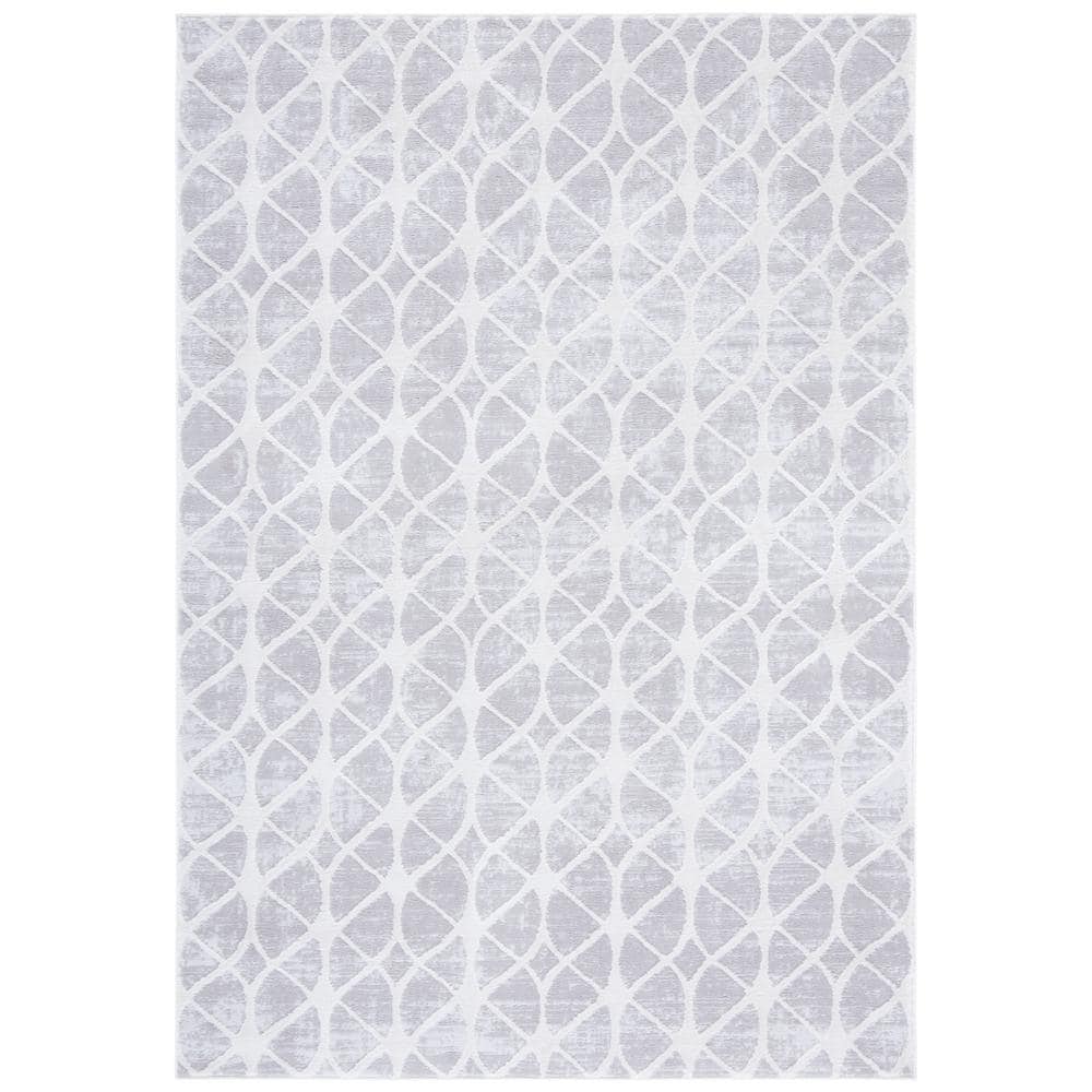 Amelia 3' x 5' Grey and Ivory Geometric Synthetic Area Rug