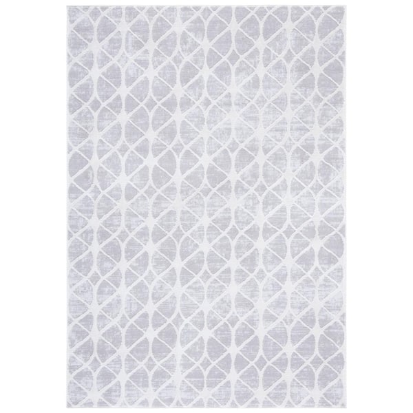 SAFAVIEH Amelia Gray/Ivory Doormat 3 ft. x 5 ft. Interlaced Geometric Area Rug