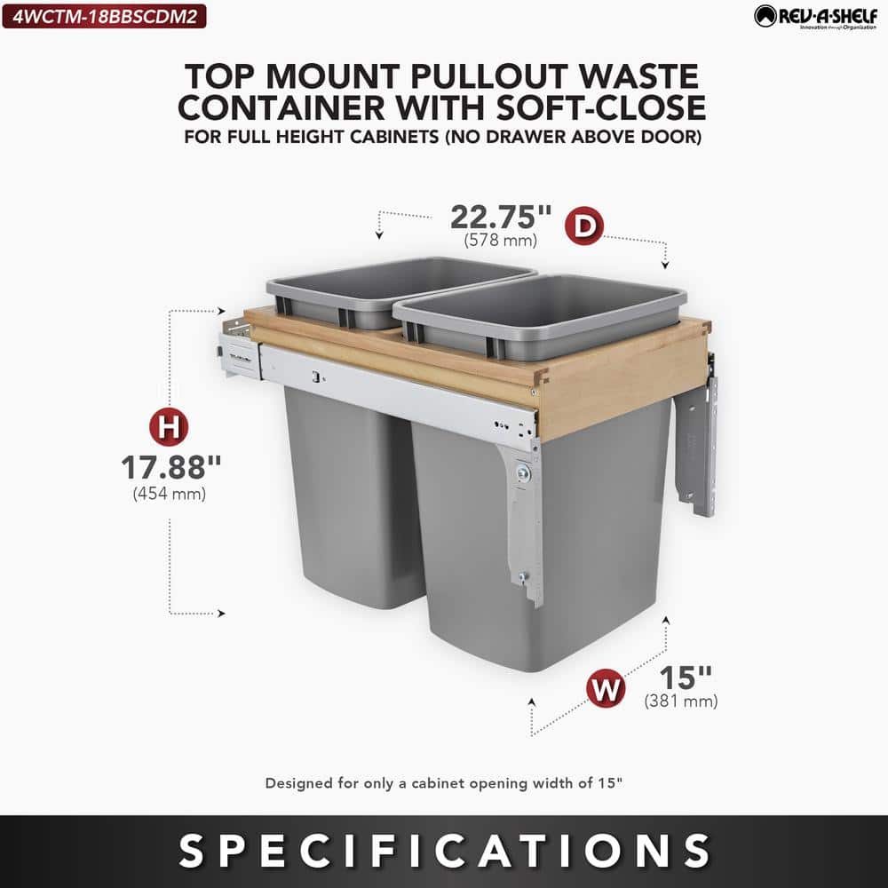 Silver Maple Pull-Out Soft-Close Trash Can System