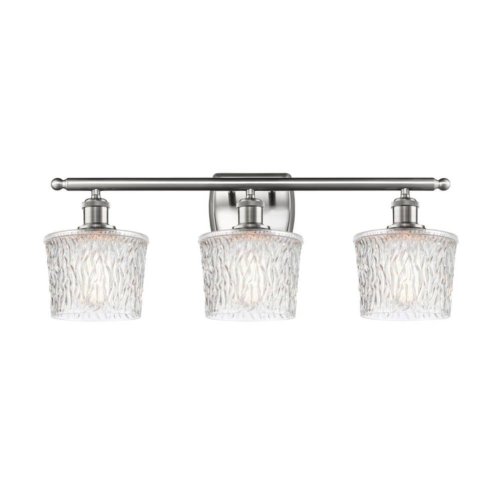 Niagra 26 in. 3-Light Brushed Satin Nickel Vanity Light with Glass Shade price history on PriceWatchPro