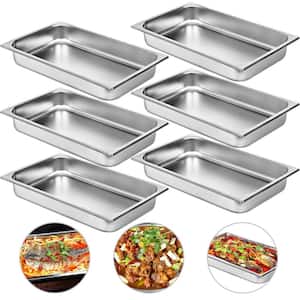 8.9 qt. Roasting Pans Stainless Steel Chafing Dish Buffet Set 20 x 12 x 2 in. Hotel Pans Full Size For Baking (6-Pack)