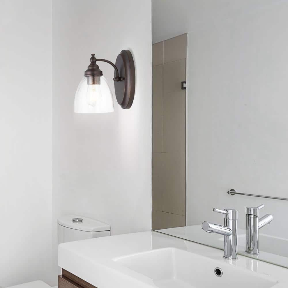 Marais 5.5" Oil Rubbed Bronze Metal and Glass Wall Sconce