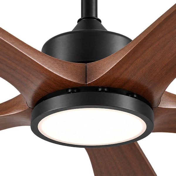 Overhead Fans Duclsaty 60 in Solid Wood Ceiling Fan with Light Remote Dimmable Full ...