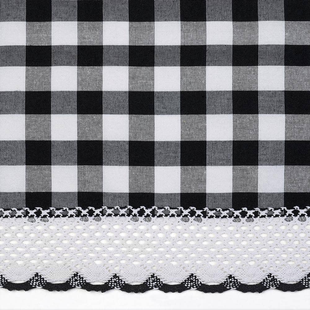 Buffalo Check Black and White Cotton Polyester Light Filtering Window Drapes