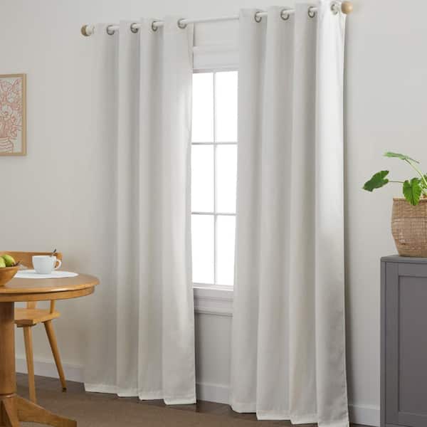 TOWN & COUNTRY BASICS Selena Solid Linen Texture 50 in. W x 96 in. L Polyester Room Darkening Sage Natural Linen Curtain (Set of 2)