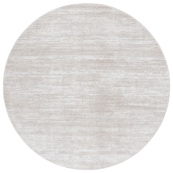 Carter 8 ft. x 8 ft. Ivory/Taupe Striated Round Rug
