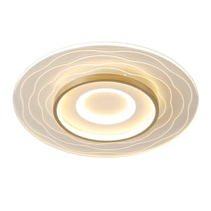 23.62 in. White Modern Dimmable Flush Mount Ceiling Light with Acrylic Shade and Integrated LED Light Source Included