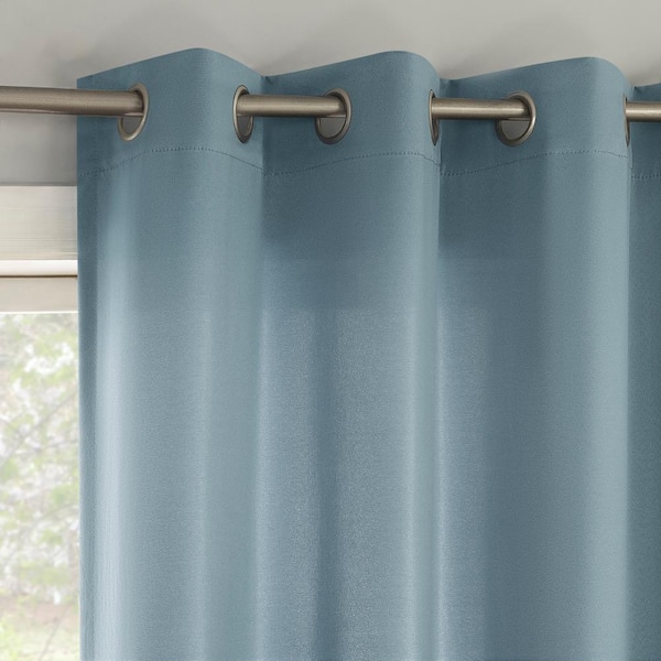 No. 918 Brandon Magnetic Closure Gray Polyester 54 in. W x 84 in. L Grommet Room Darkening Curtain (Double Panel)