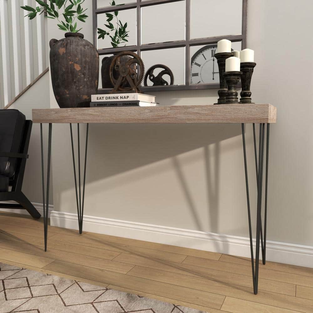 Modern Wood and Metal Console Table with Storage, 47'' Brown