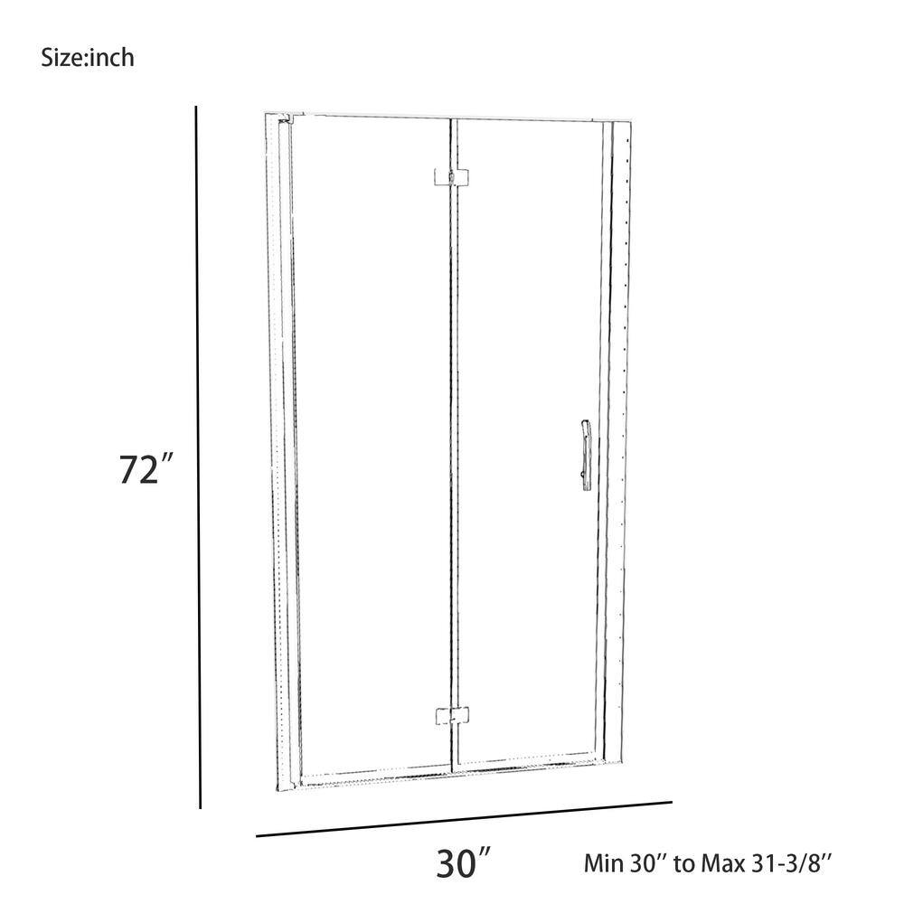 30" x 72" Chrome Semi-Frameless Bi-Fold Shower Door with Clear Glass