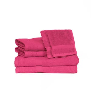 Deluxe 6-Piece Fuchsia Solid Cotton Bath Towel Set