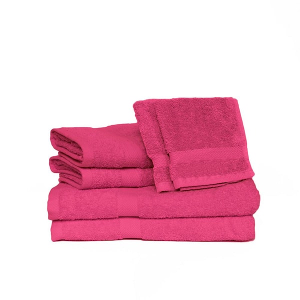 Espalma Deluxe 6-Piece Fuchsia Solid Cotton Bath Towel Set