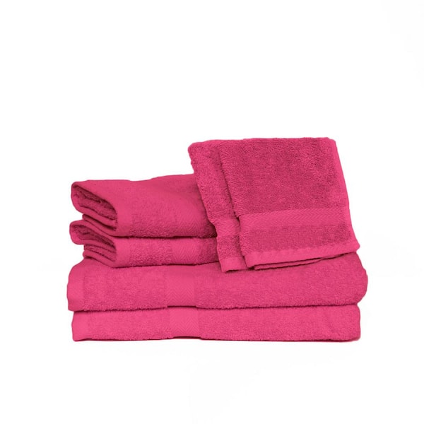 Espalma Deluxe 6 Piece Fuchsia Solid Cotton Bath Towel Set 843464 The Home Depot