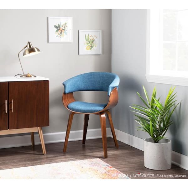 Vintage Walnut and Blue Mod Dining/Accent Chair