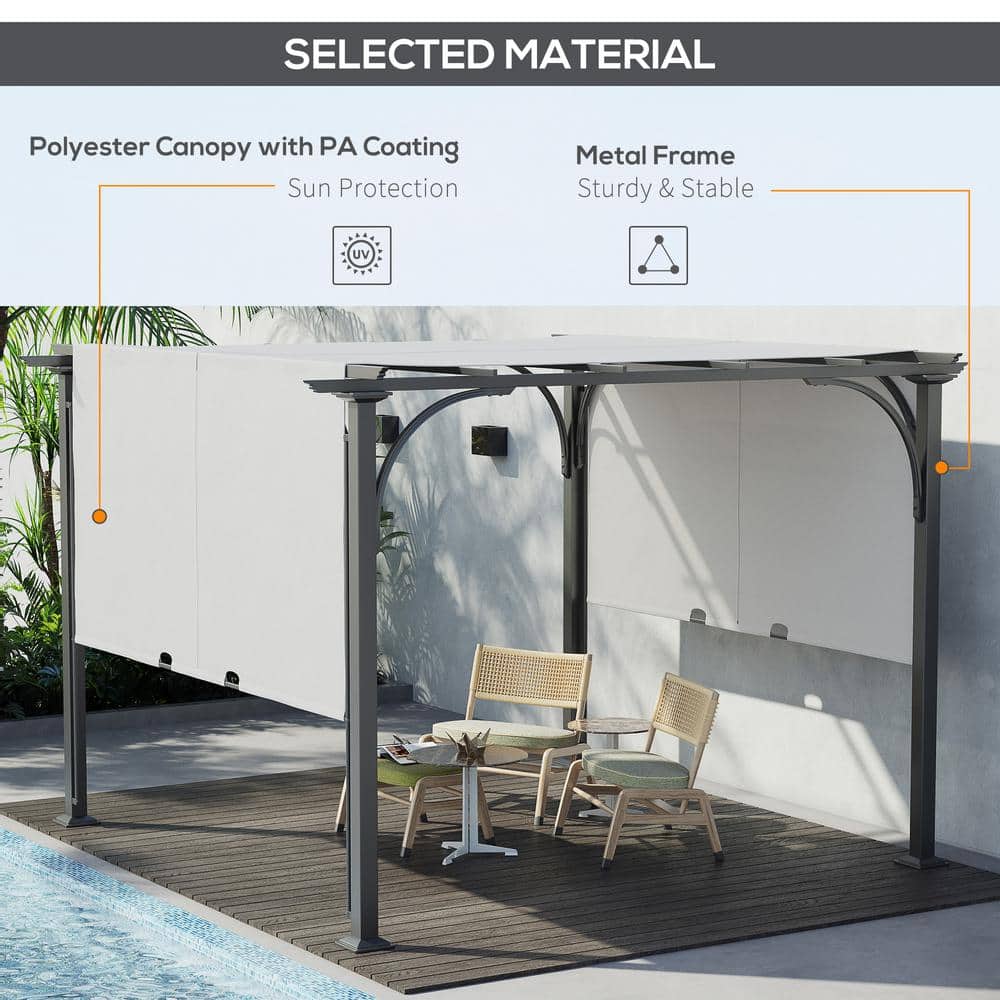 Outsunny 10' x 10' White Steel Frame Patio Pergola